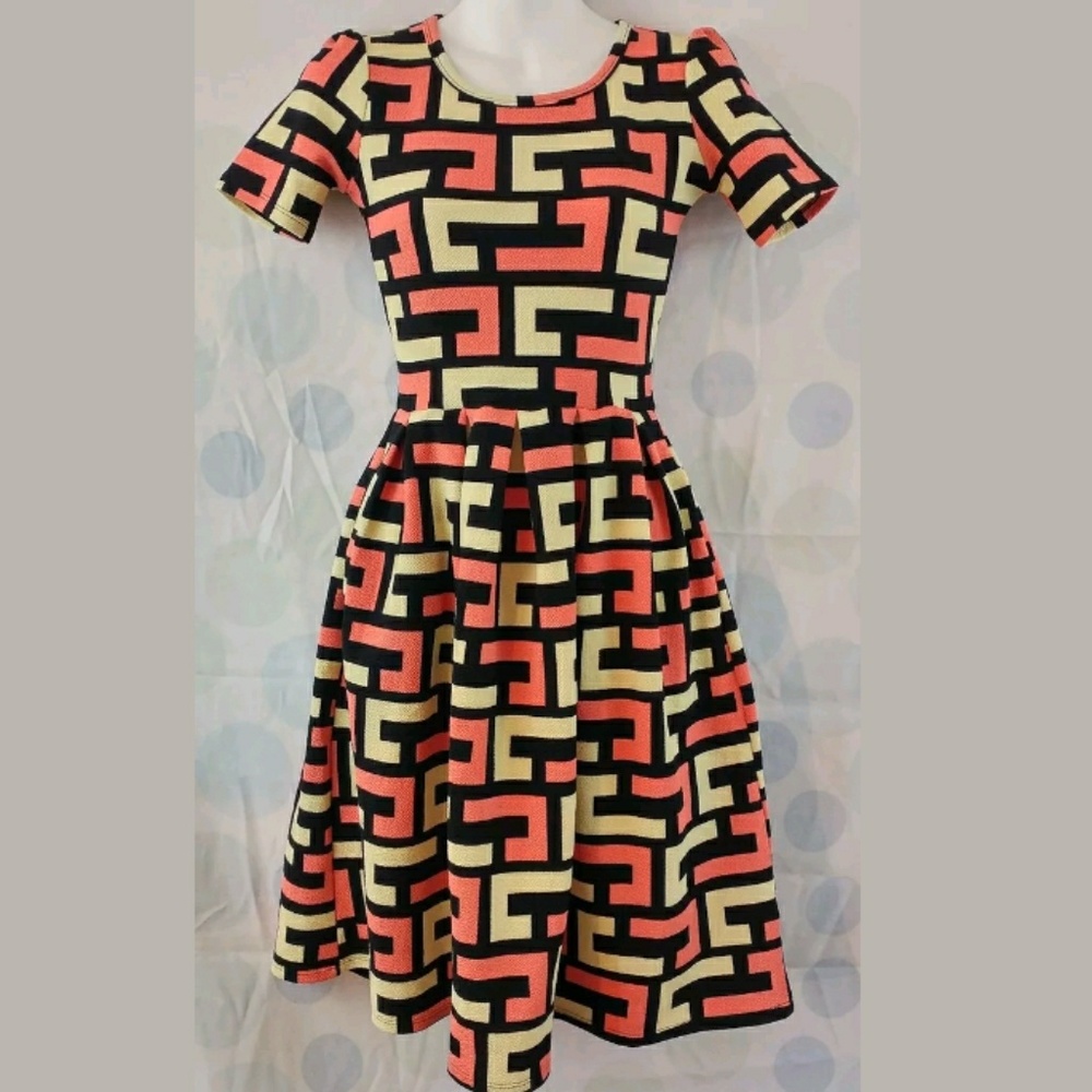 LuLaRoe Nicole XXS Block Multicolored Spring Dress